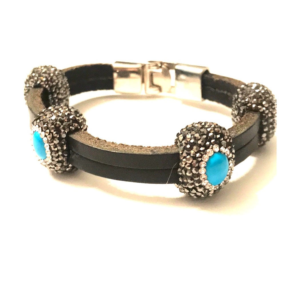 Turquoise leather bracelet SALE